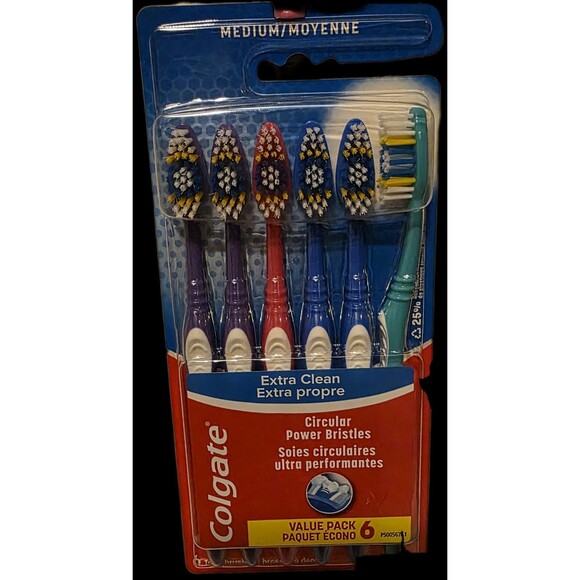 6 Pack Colgate Extra Clean Toothbrush, Adult Medium Bristle NIB - Picture 1 of 2